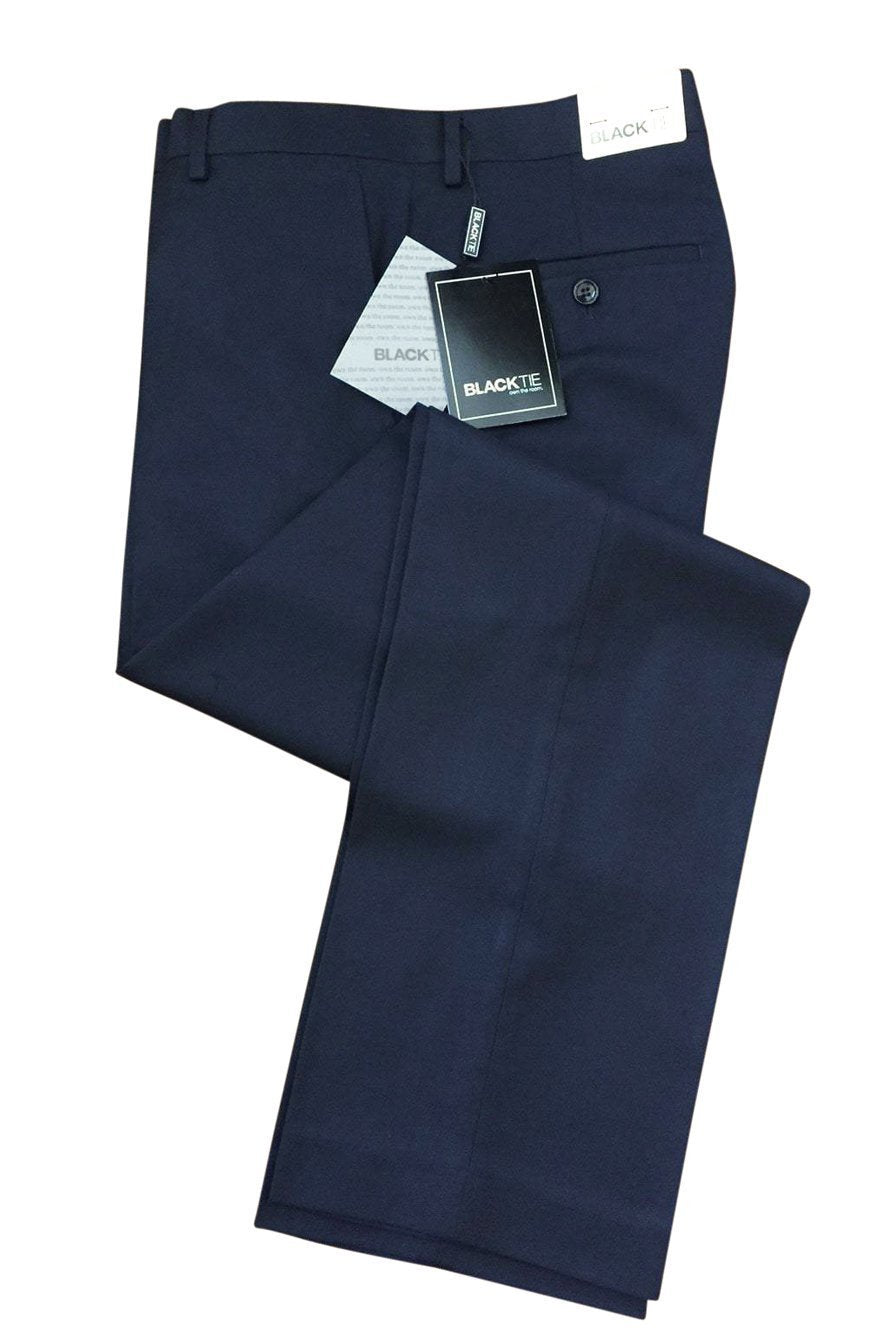 Pantalon de costume « Bradley » bleu marine en laine mélangée de luxe - Ourlet non cousu